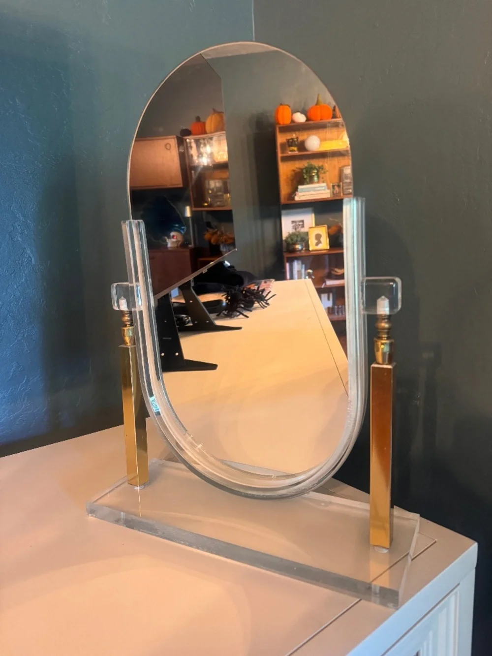 Vintage 1960’s Authentic Charles Hollis Jones Lucite Tabletop Vanity Mirror